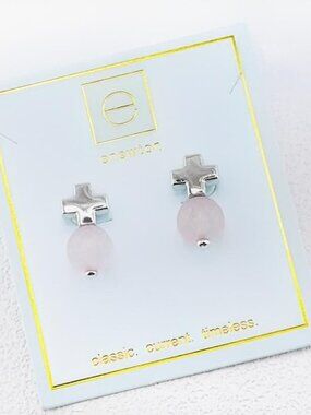 Enewton Cross Pink Crystal Stud Earrings